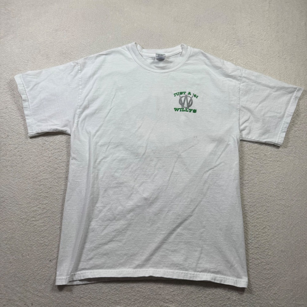 Gildan Ultra Cotton Mens Large White Just A 41‎ Willys Graphic T Shirt Motorhead